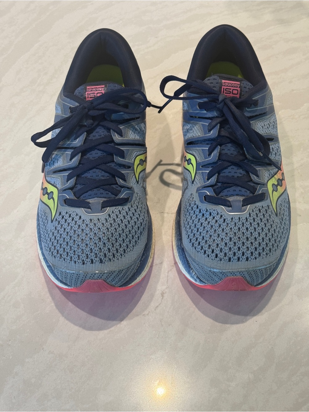 Saucony Women’s Light Blue Running Shoes with Pink and Lime Accents